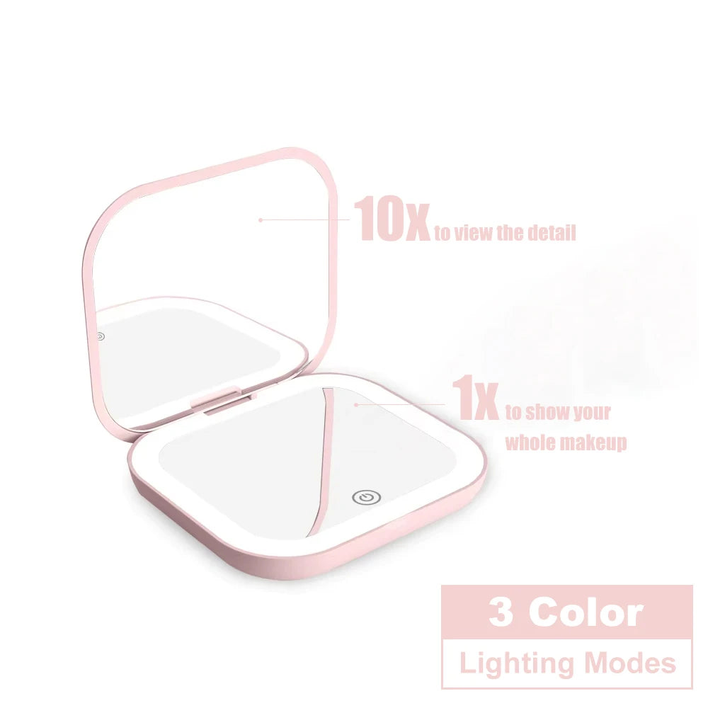 Cosmomiro Compact LED Makeup Mirror 1X2X Magnification