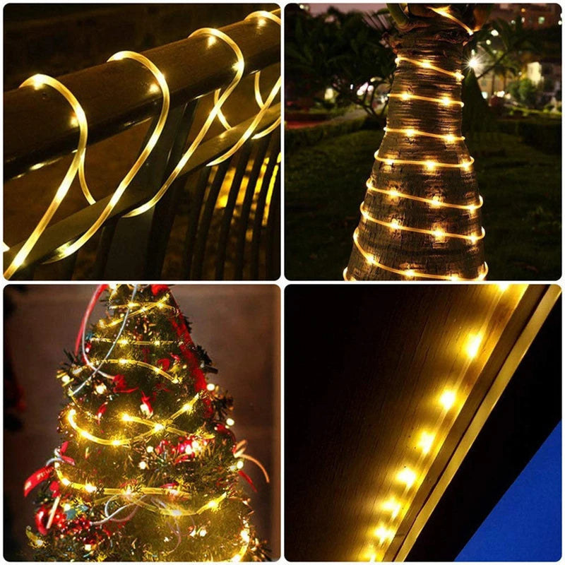 Solar Rope Lights Outdoor LED String For Garden Path Waterproof