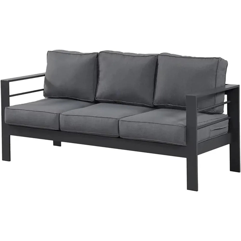 Outdoor Aluminum Patio Sofa 3-Seater All-Weather Couch