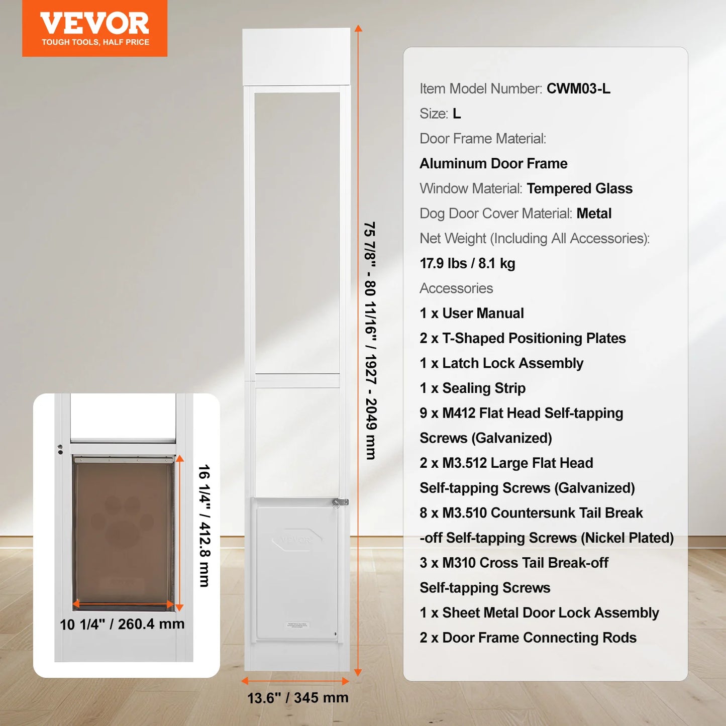 SucceBuy Adjustable Height Dog Door Sliding Glass Door