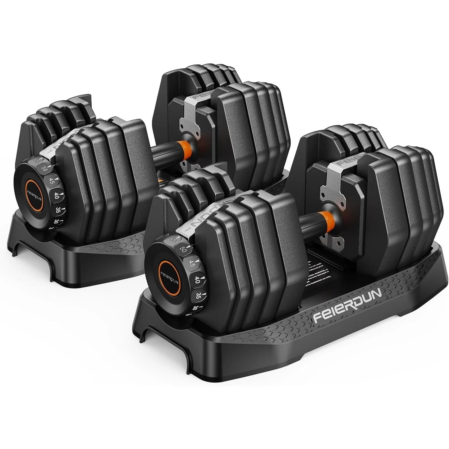 FED Fitness Adjustable Dumbbell Set 105lb With Storage Box