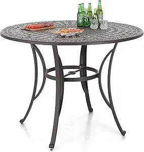MKDK Cast Aluminum Patio Bar Chairs Set With Swivel