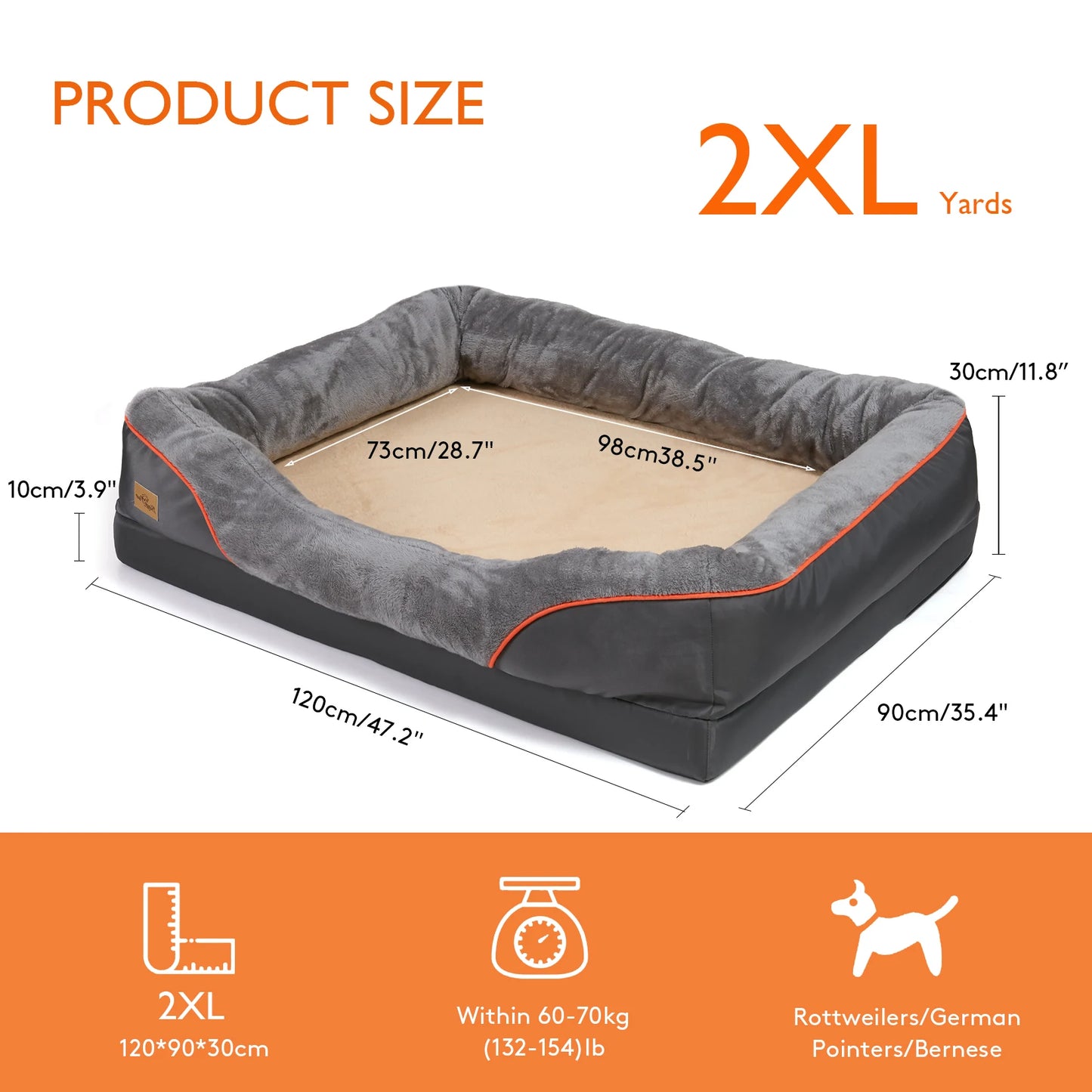 BINGOPAW Dog Bed With Removable Washable Cover Anti Allergy Waterproof