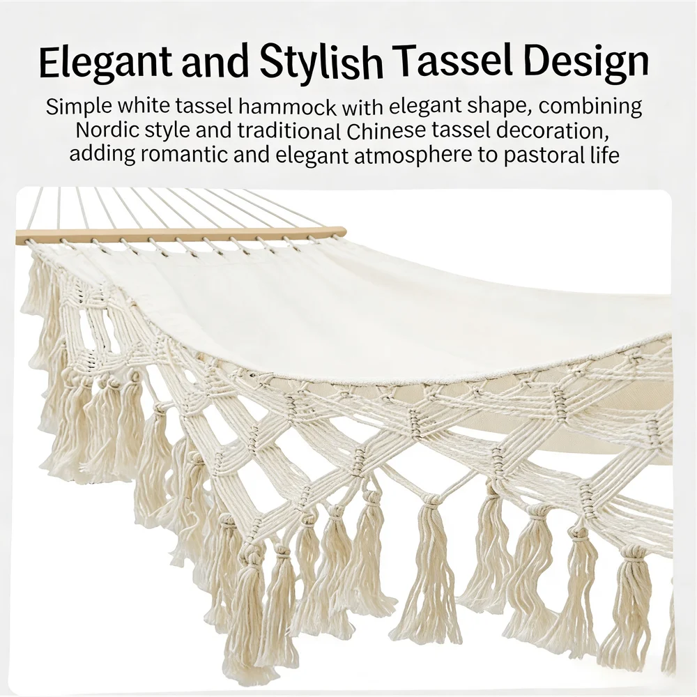 Style Hammock With Tassels Outdoor Camping Canvas Double Swing Chair