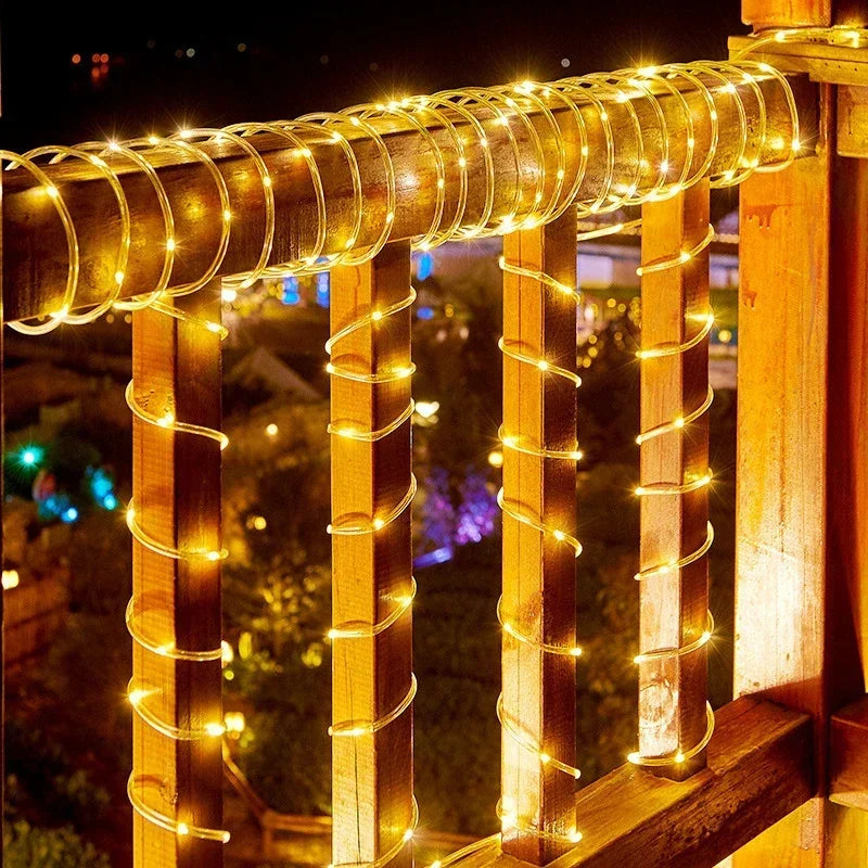 Solar Rope Lights Outdoor LED String For Garden Path Waterproof