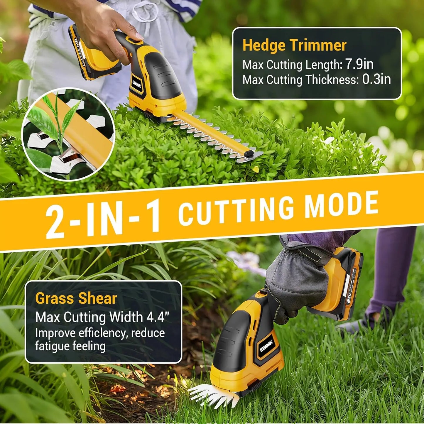 Cordless Leaf Blower And Hedge Trimmer Combo With Two Batteries Fast Charger