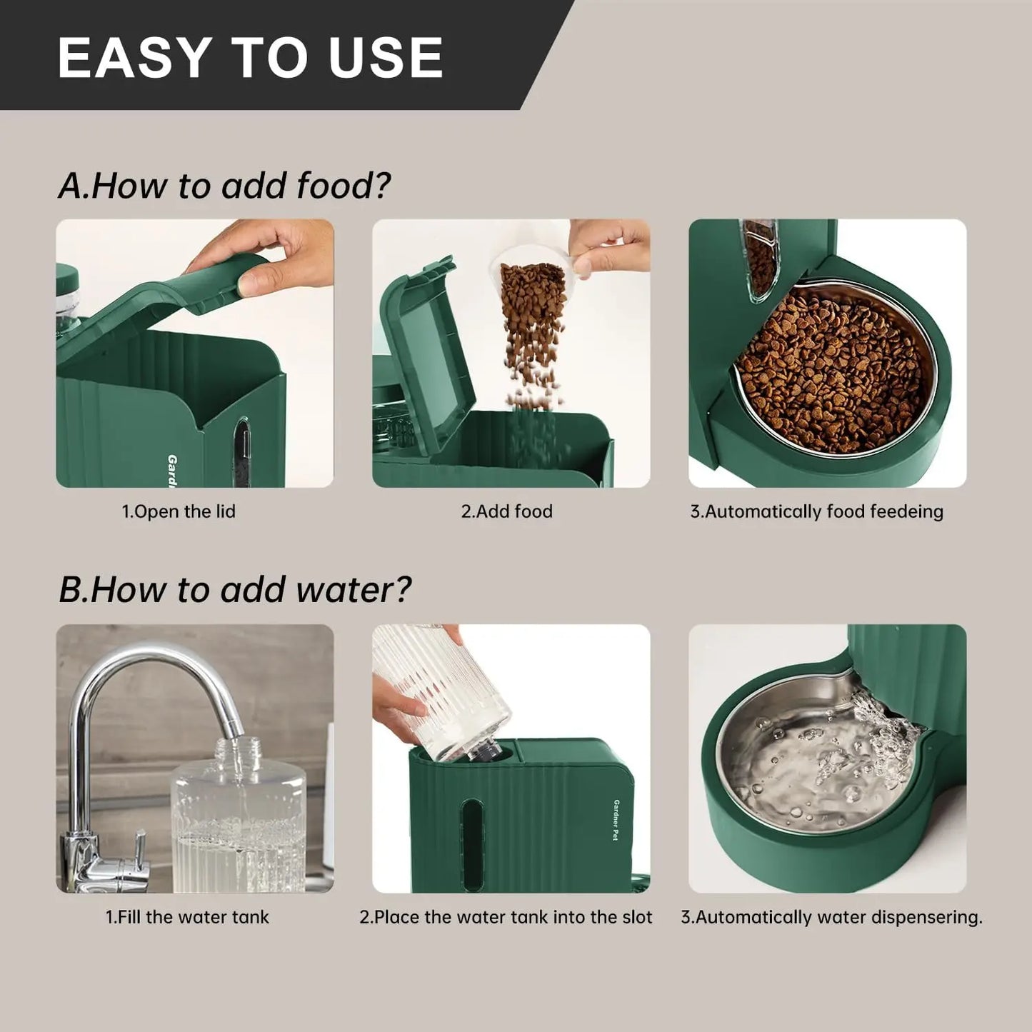 Automatic Gravity Pet Feeder and Water Dispenser Set