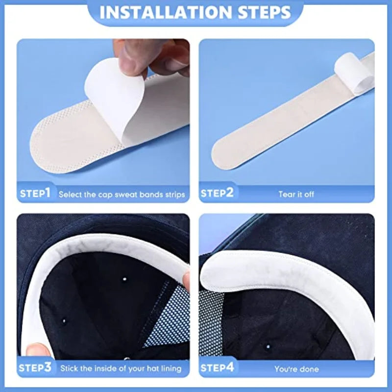 Hat Sweat Absorber Strips Adhesive Sweatband Liner for Caps Visors