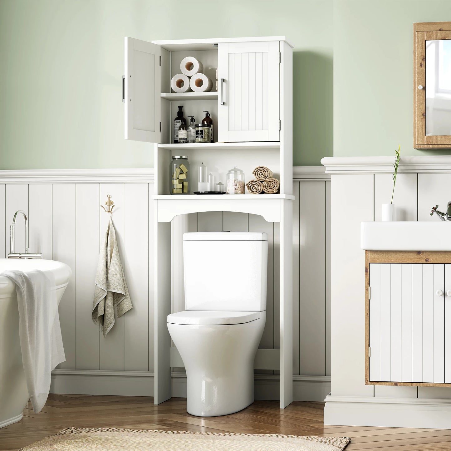 HiMISS Over The Toilet Storage Cabinet Double Doors