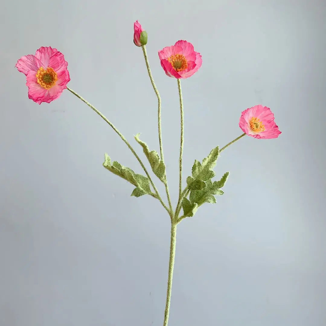 Artificial Poppy Flowers Bouquet Four-Head for Home Decor