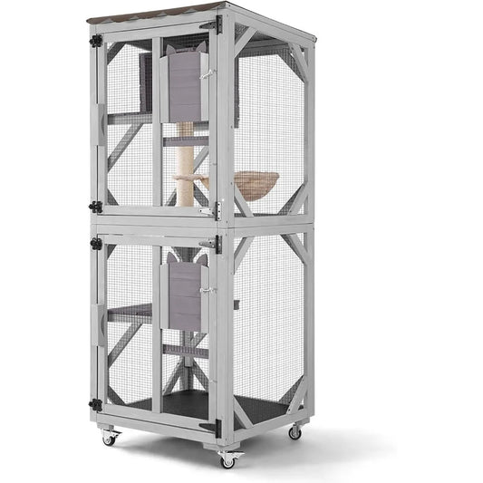 GUTINNEEN Catio Outdoor Cat Enclosure On Wheels With Scratching Post