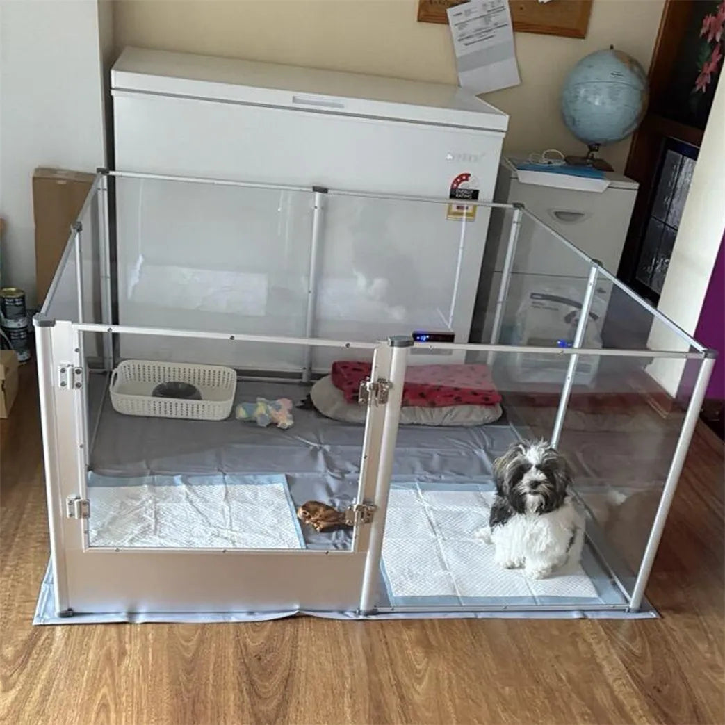BORWART Transparent Acrylic Dog Playpen Whelping Pen With Waterproof Pad