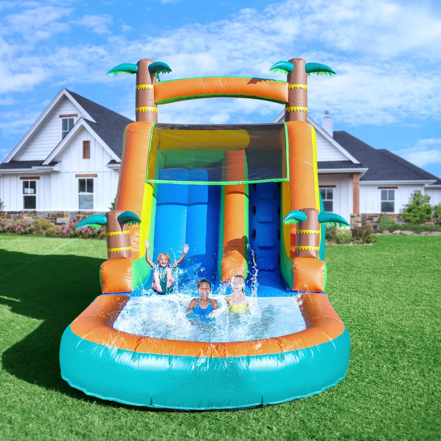 King Inflatable Kids Water Slide With Commercial Bounce House