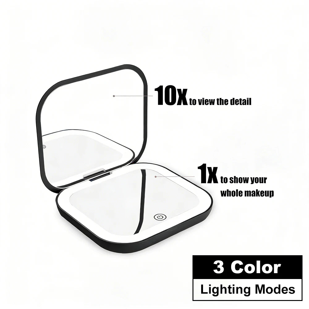Cosmomiro Compact LED Makeup Mirror 1X2X Magnification