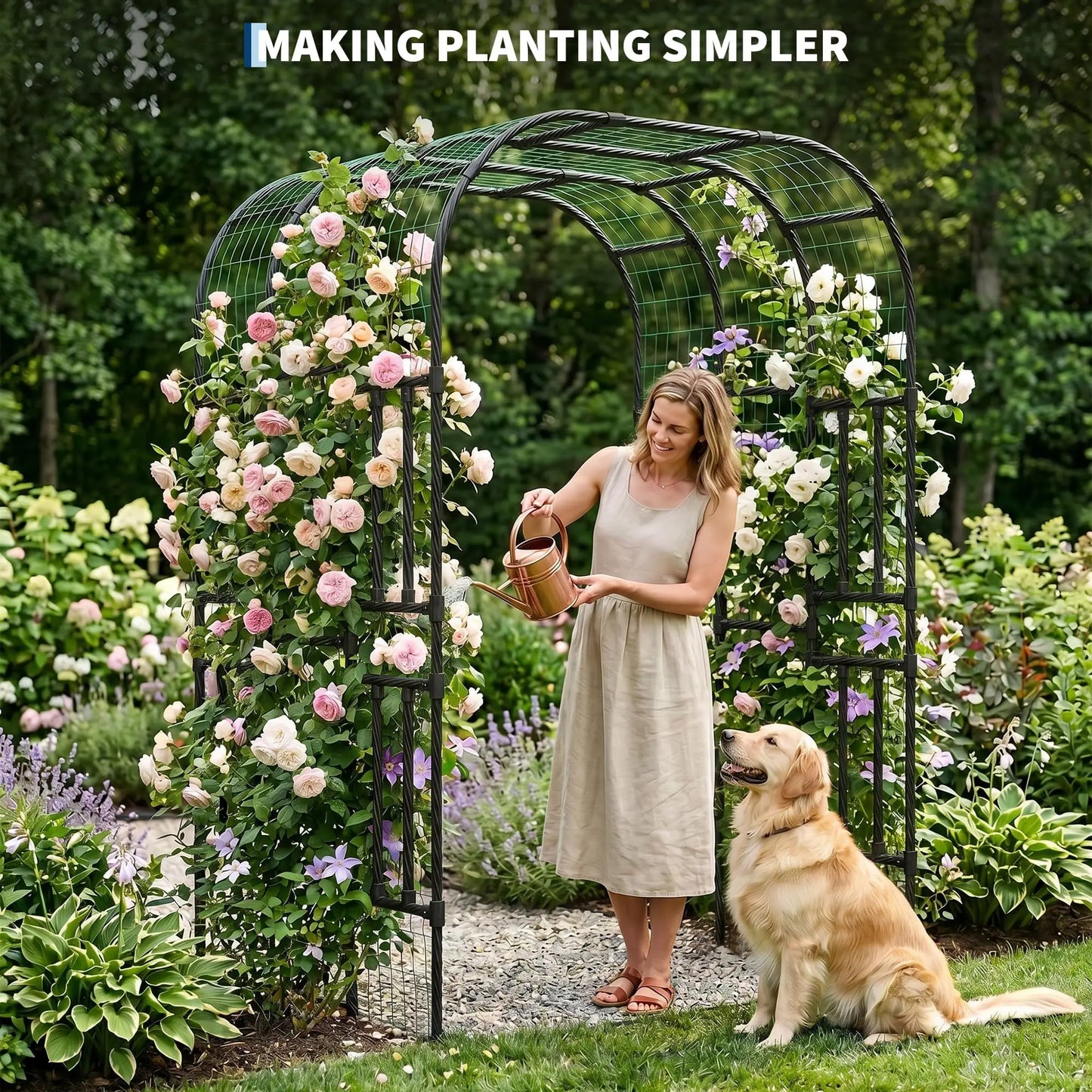 DishyKooker Garden Arch Trellis PE-Coated Steel Plant Arbor