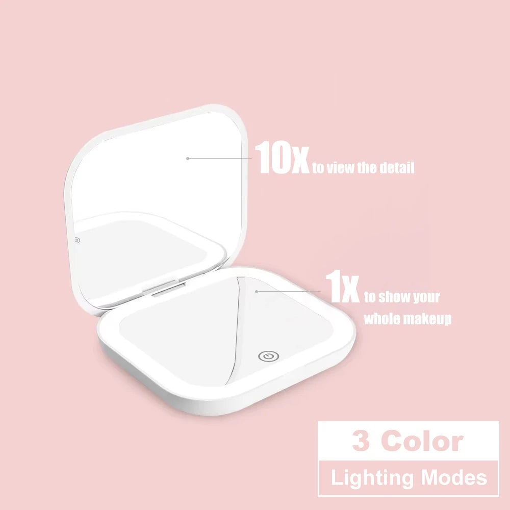 Cosmomiro Compact LED Makeup Mirror 1X2X Magnification