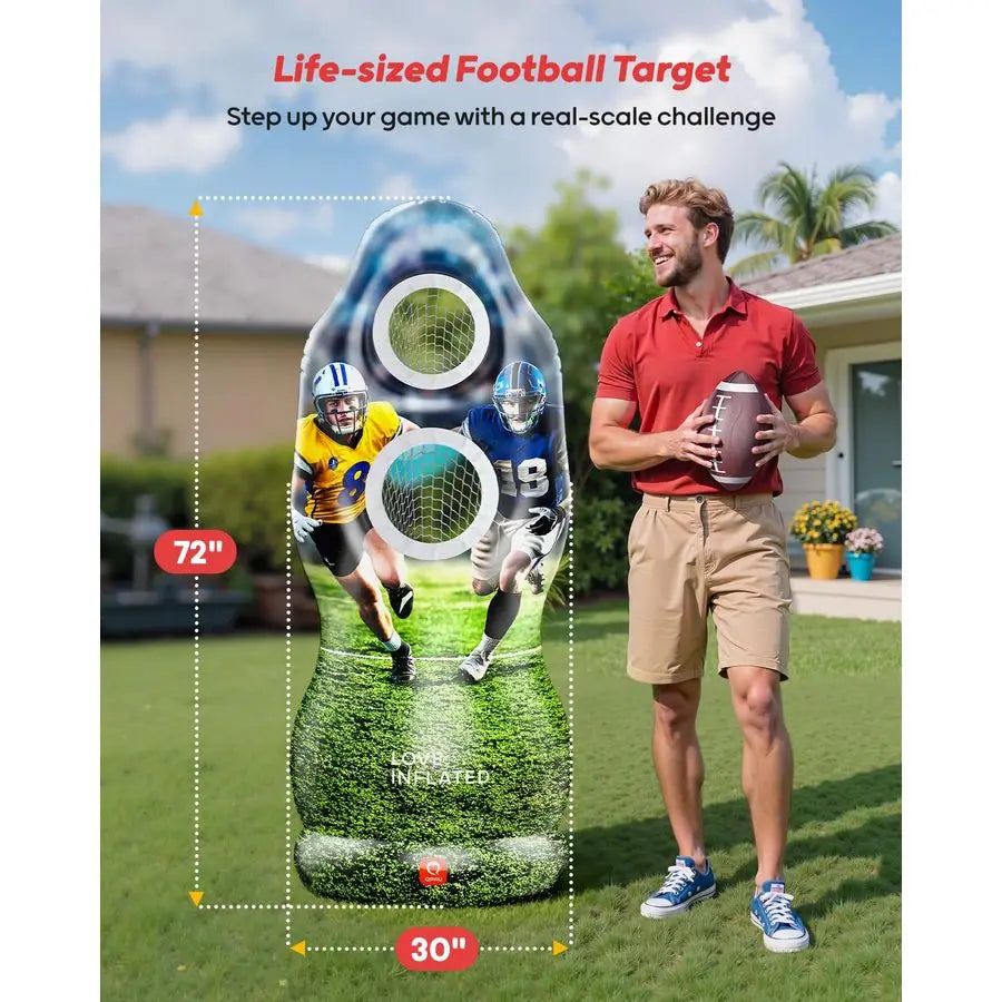 DualHole Inflatable Football Target Backyard Toss Game With 4 Balls