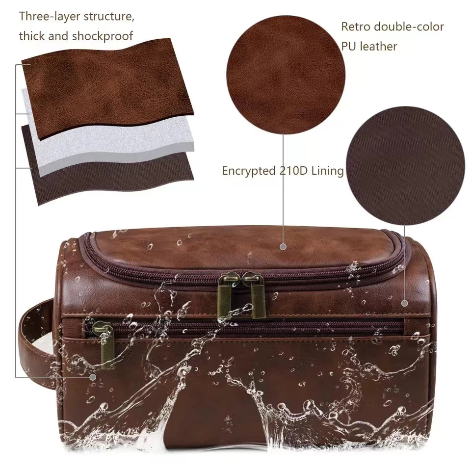 Hanging Leather Toiletry Bag Dopp Kit for Travel Essentials