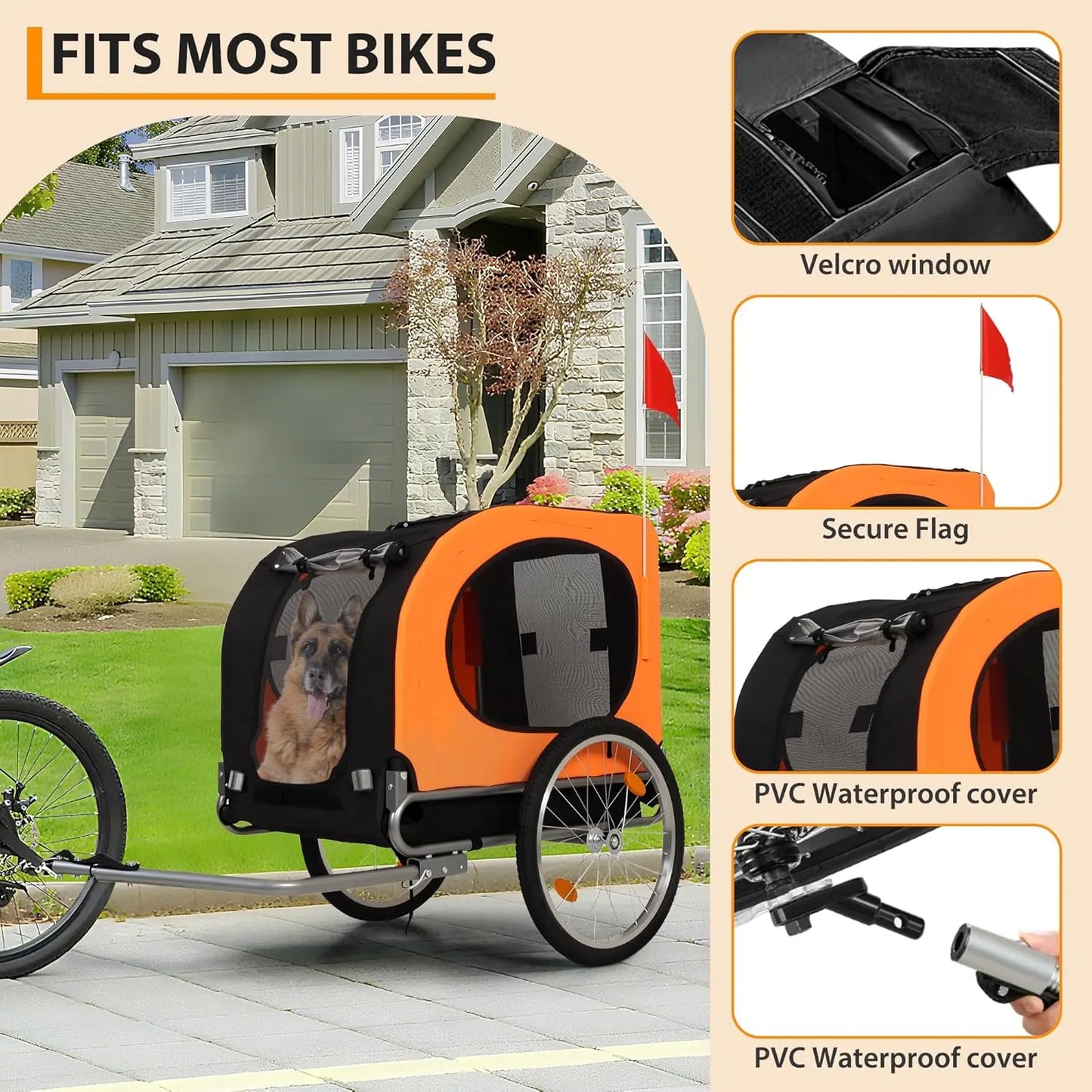 TWISTER.CK Foldable Dog Bike Trailer With Oxford Fabric Carrier