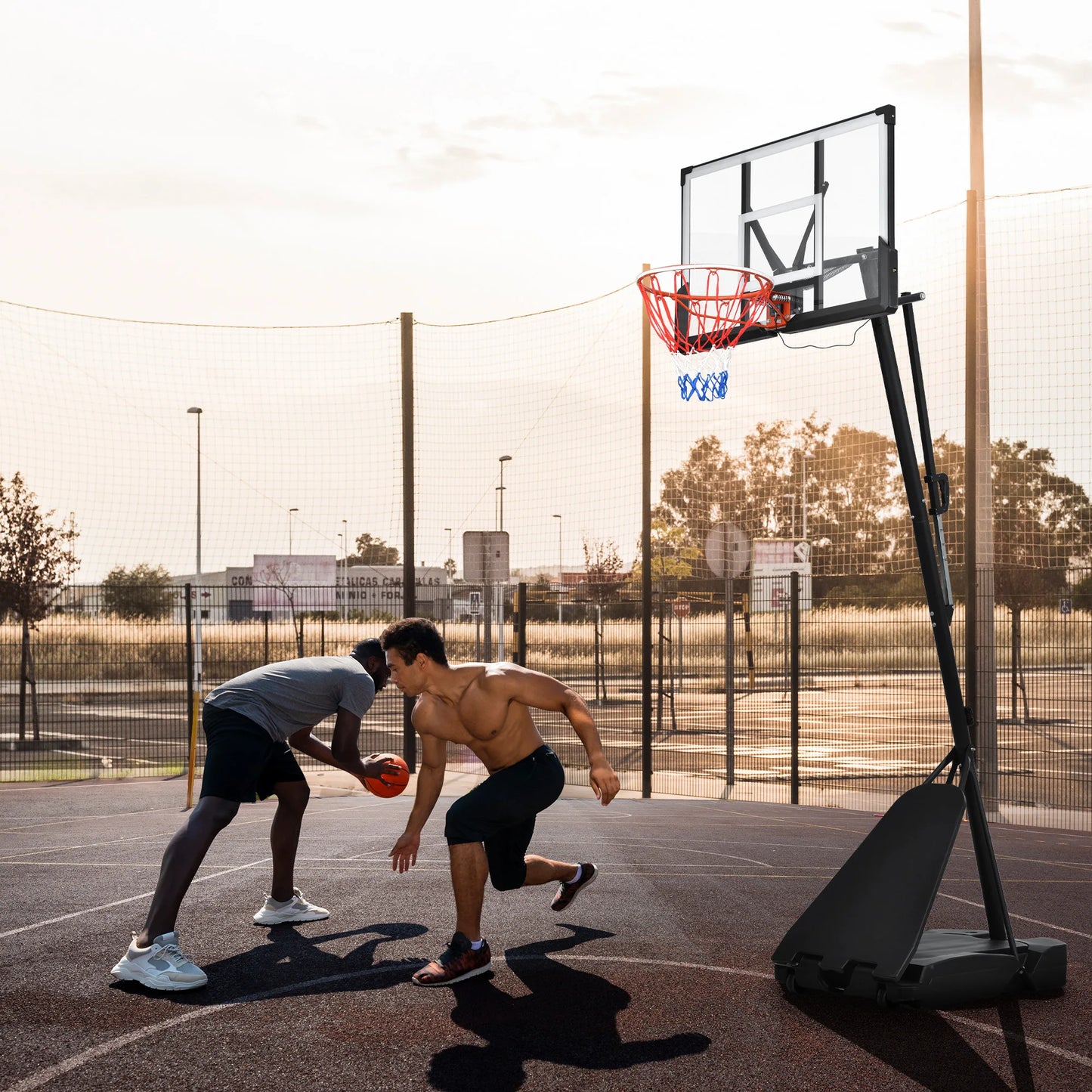 Portable Basketball Hoop System With LED Lights And Height Adjustable