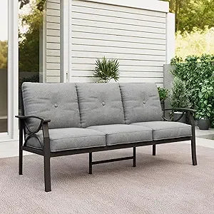 Outdoor Aluminum Patio Sofa 3-Seater All-Weather Couch