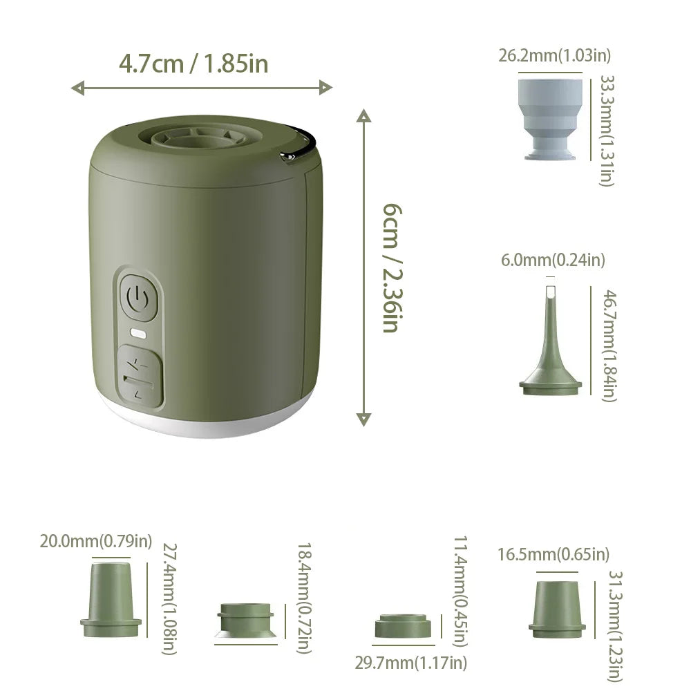 Compact Air Pump With Camping Lantern For Inflatable Mattress