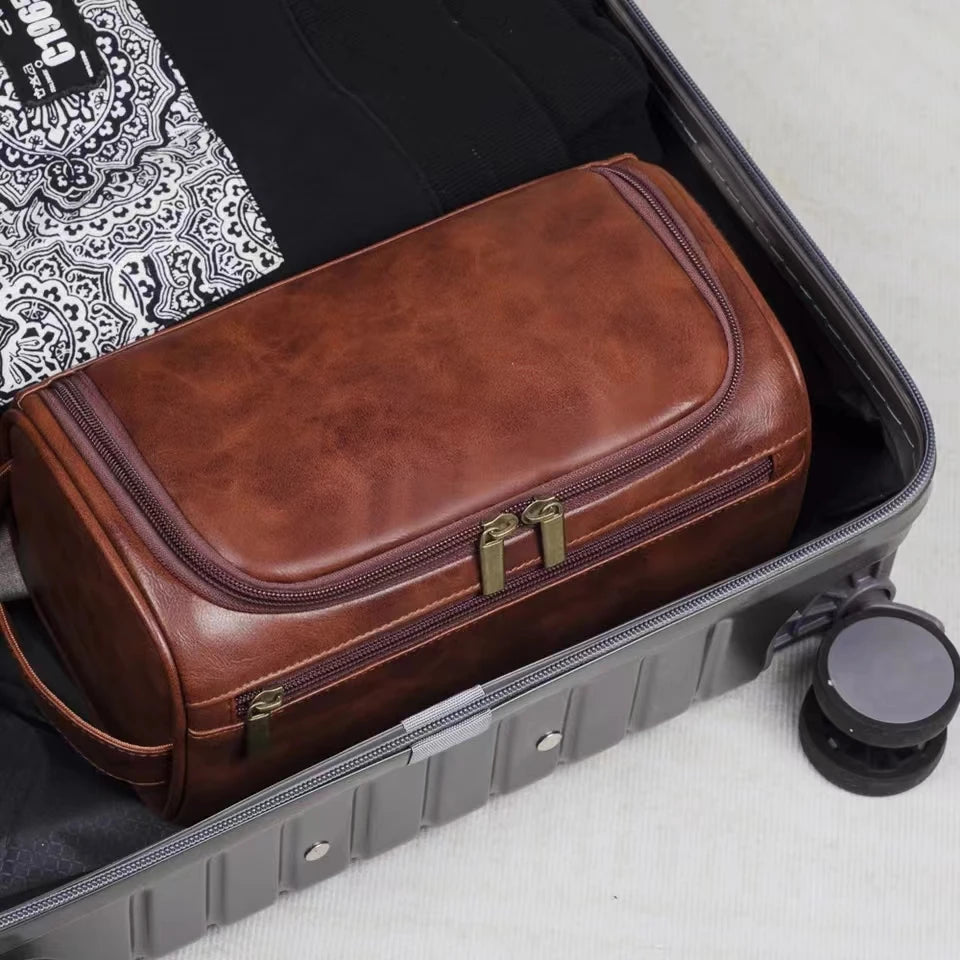 Hanging Leather Toiletry Bag Dopp Kit for Travel Essentials