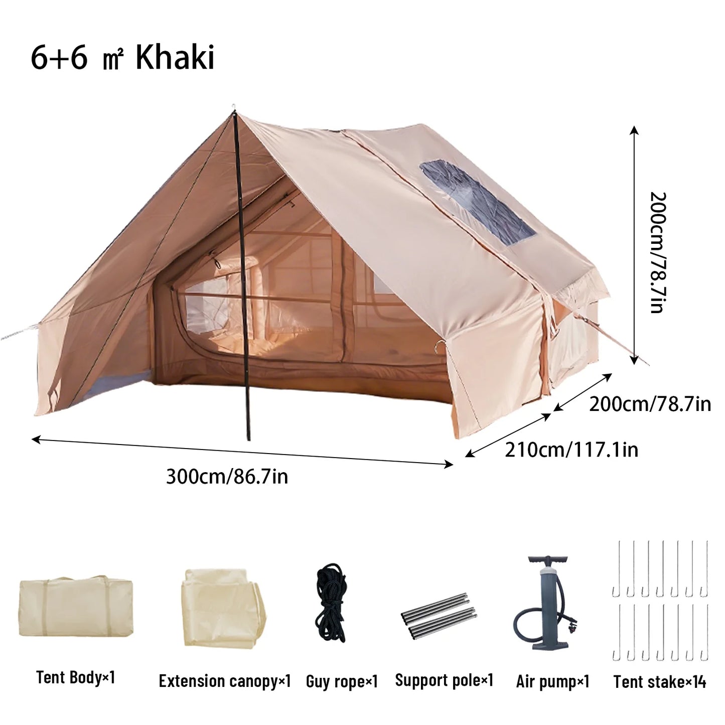 Pakicetus Inflatable Tent With Skylight For Family Outdoor