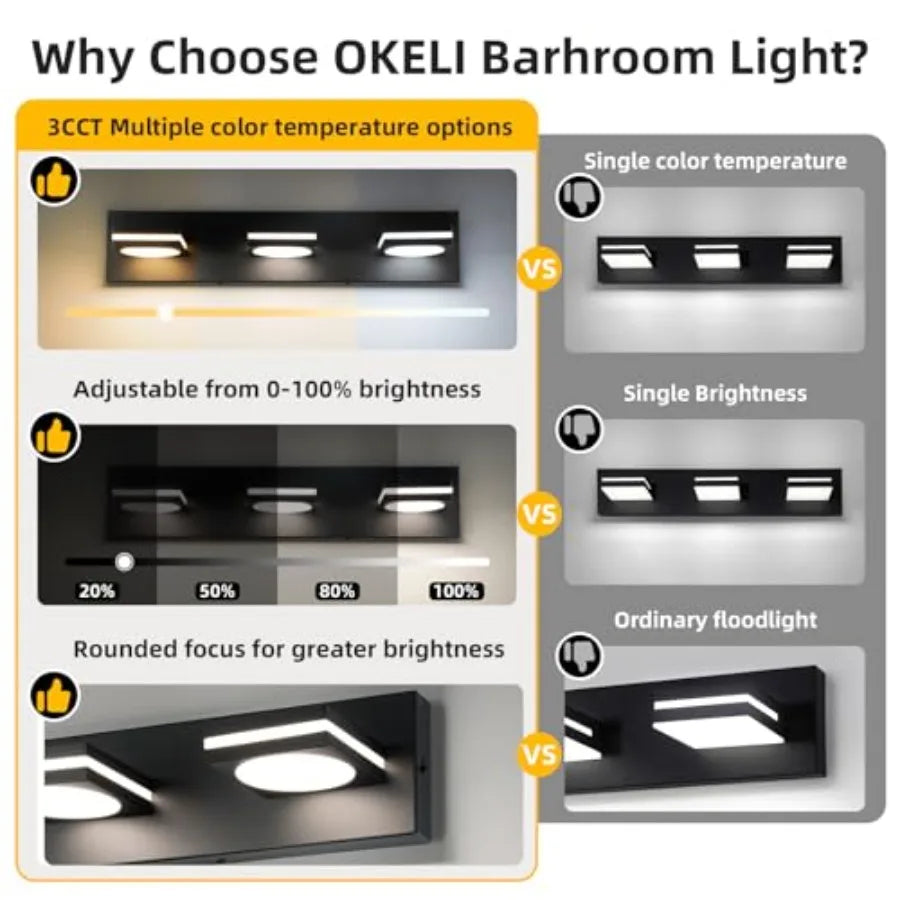 Vanity Light Modern LED Fixtures With Dimmer CCT Lighting